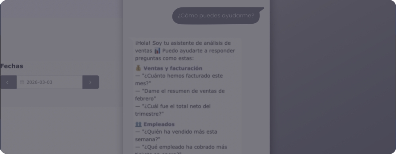 Consulta rápida de ventas y rendimiento con el asistente IA de Glop